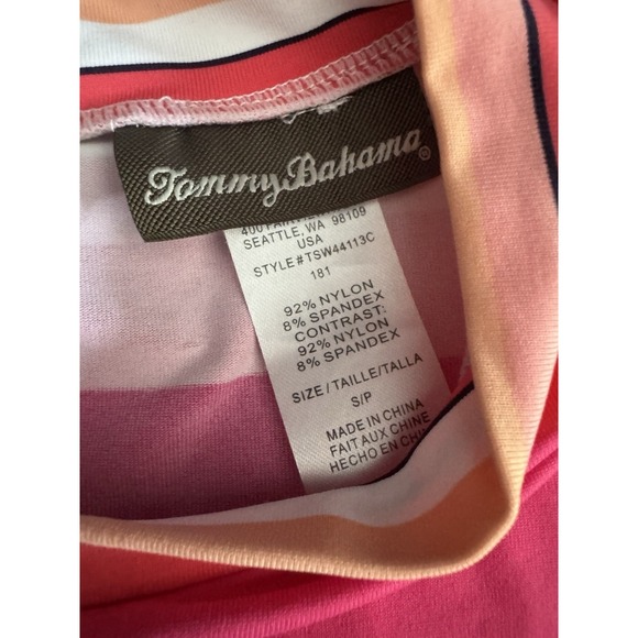 Tommy Bahama Striped Rash Guard Women's Small Pink SPF 50 Sun Protection - Picture 3 of 5